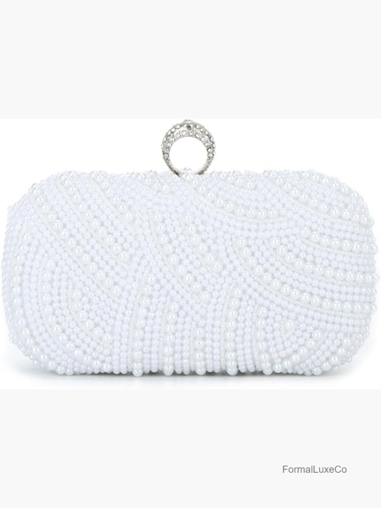 Beaded Pearl Clutch Purse Wedding Bridal Evening Bag Shoulder Handbag